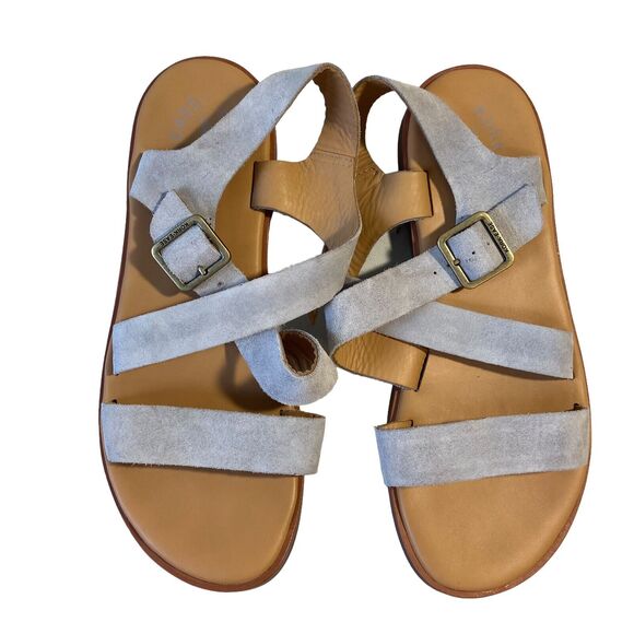 Kork Ease Nogales Grey Full Grain Leather Ankle Strap Flat Sandals Size 39 US 8 - Picture 7 of 10